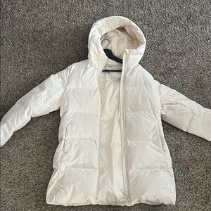 White Puffer Jacket with Hood